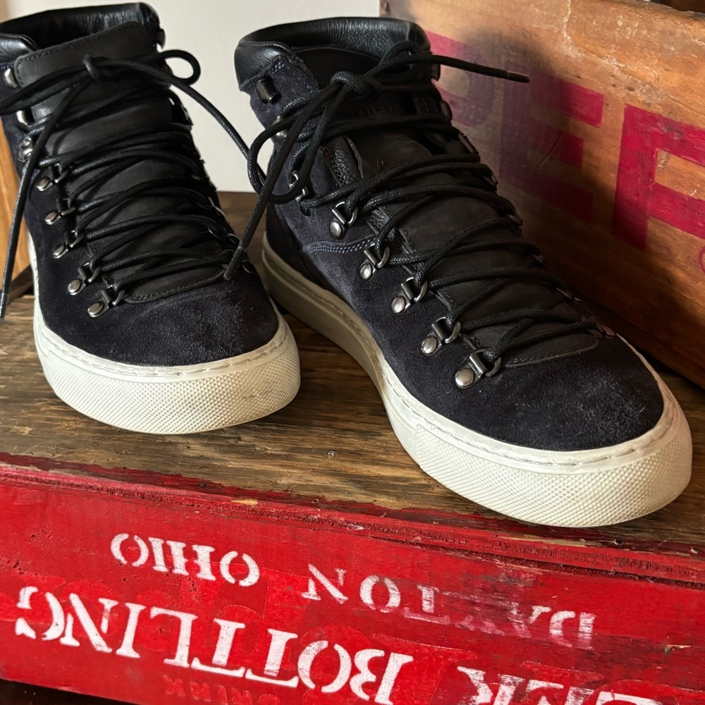 Vintage DIEMME Italian High Tops Black Suede Sneakers Women 8 1/2 - Picture 3 of 9